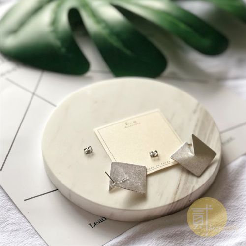 交錯的幾何方型/正韓/耳環/銀色